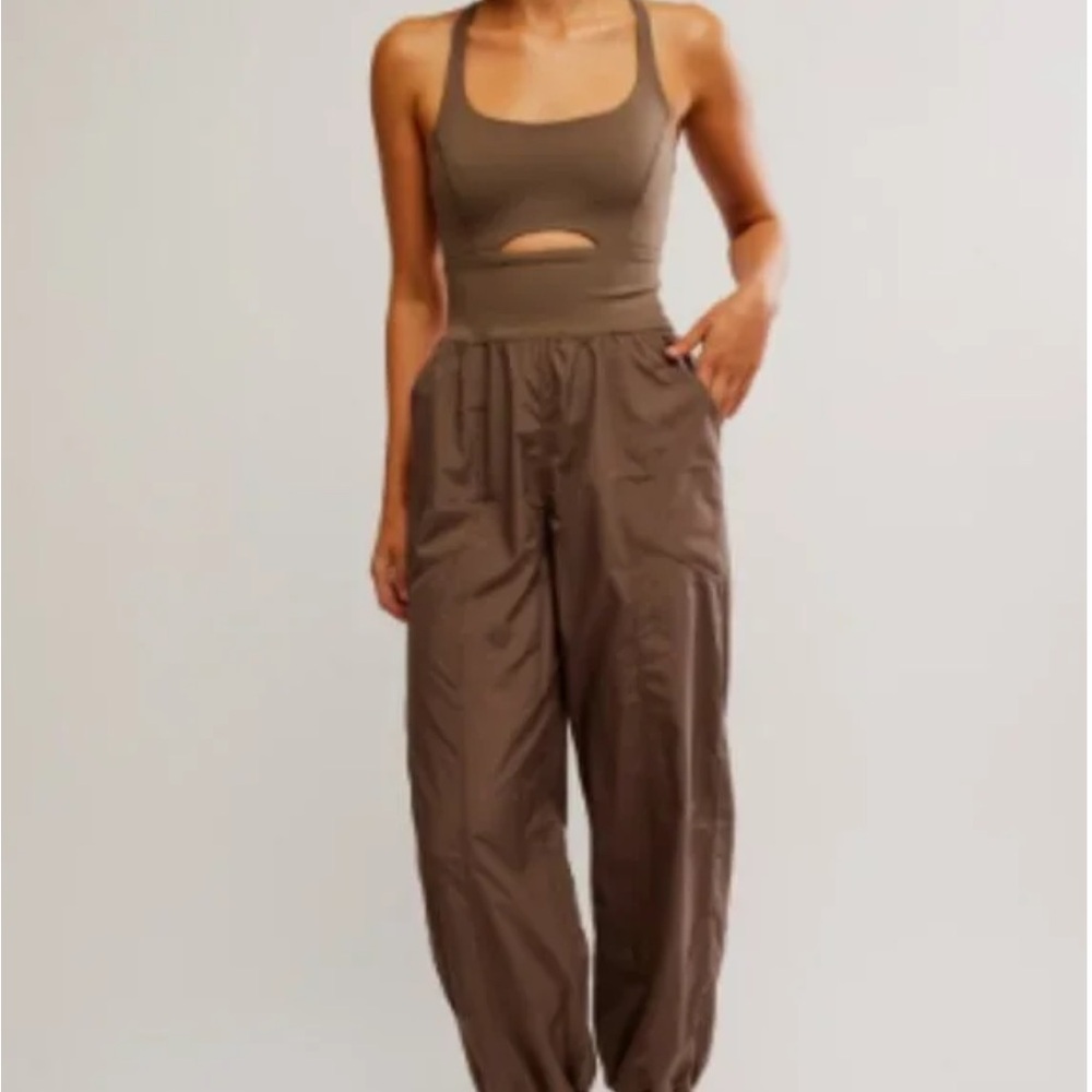 NWT Free People Movement Righteous Onesie Jumpsuit Brown/Olive Pants